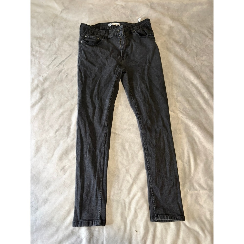 Zara Man Skinny Denim Jeans Faded Black USA 36 Slim Fit Pants